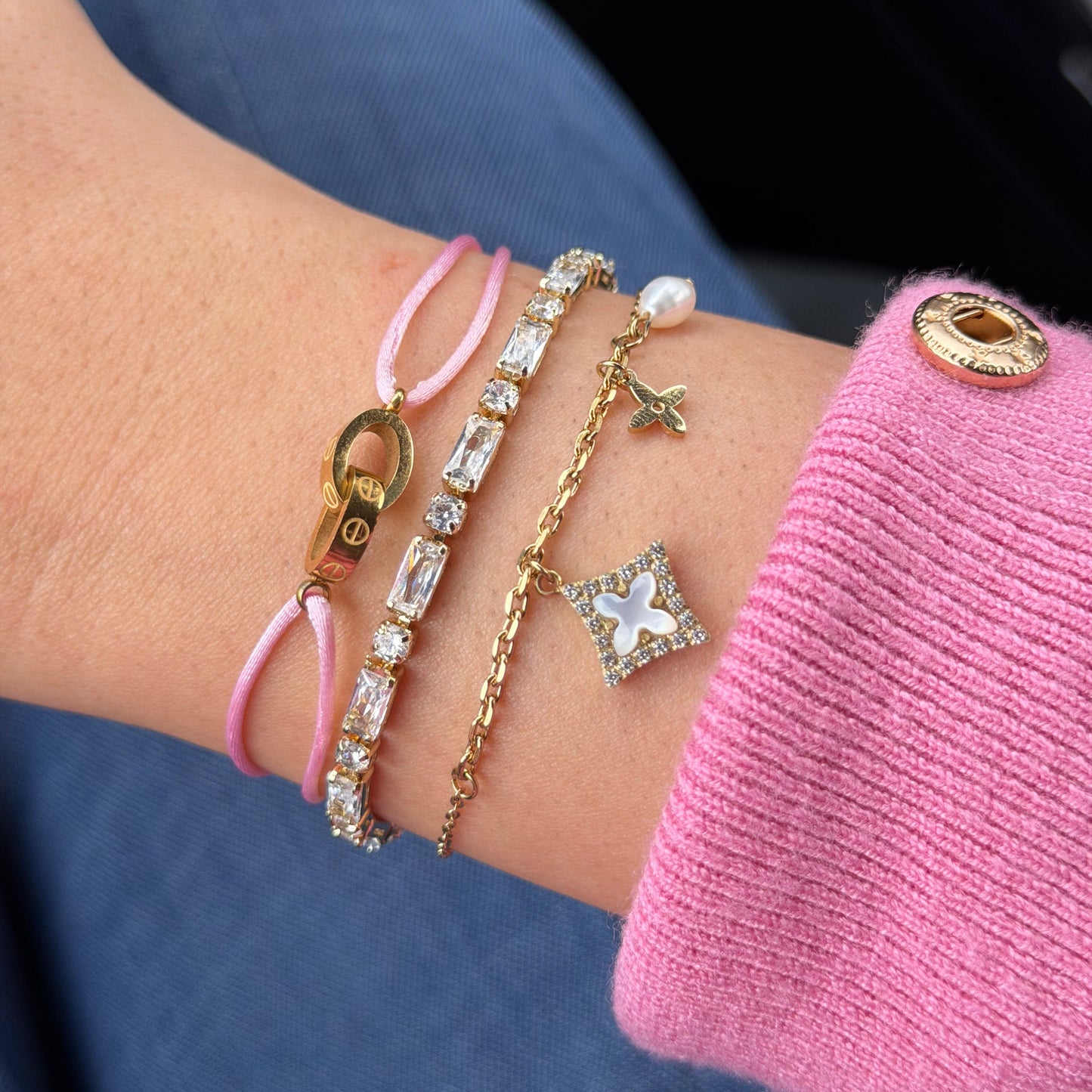 Bracelet Cordon Rose