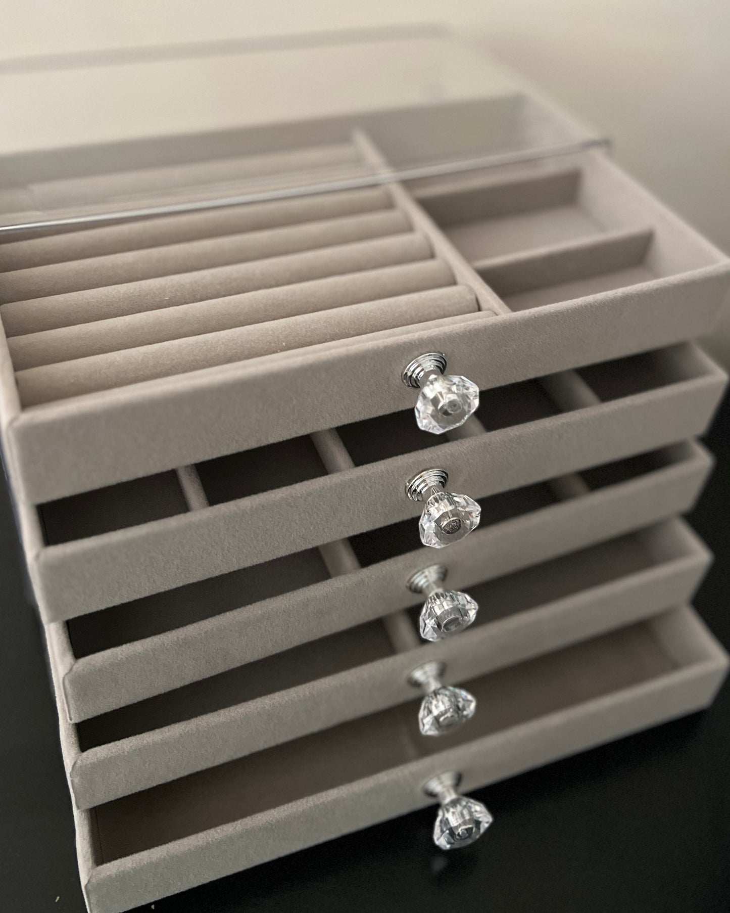 Boite de rangement 5 tiroirs en velour