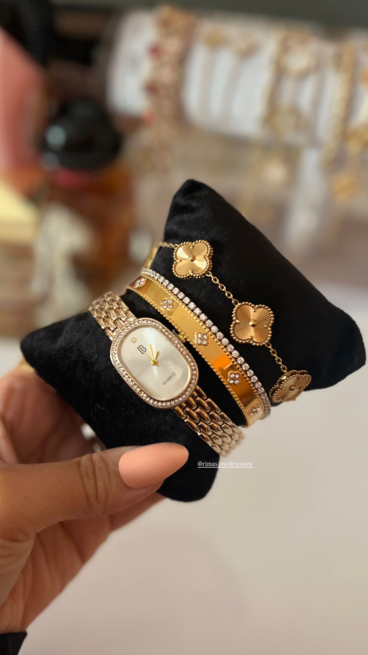 Gourmette trèfle doré