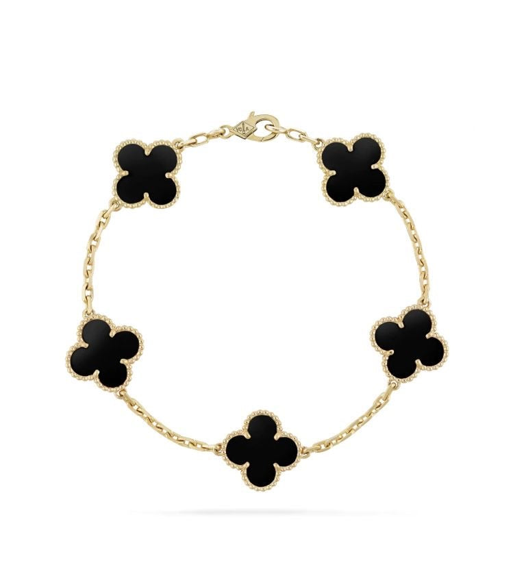 Gourmette trèfle noir