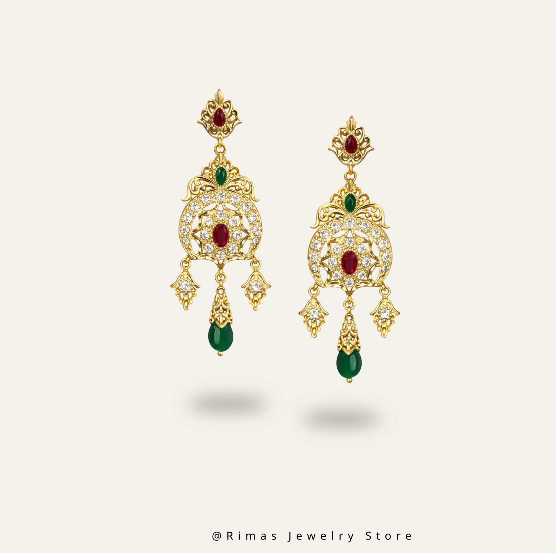 Boucles d'oreilles Beldi strassé marocaine