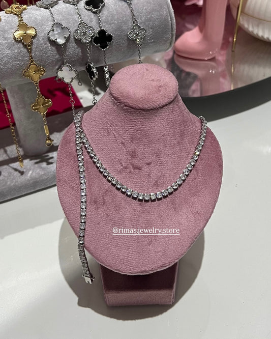 Ensemble riviere tennis collier et bracelet 