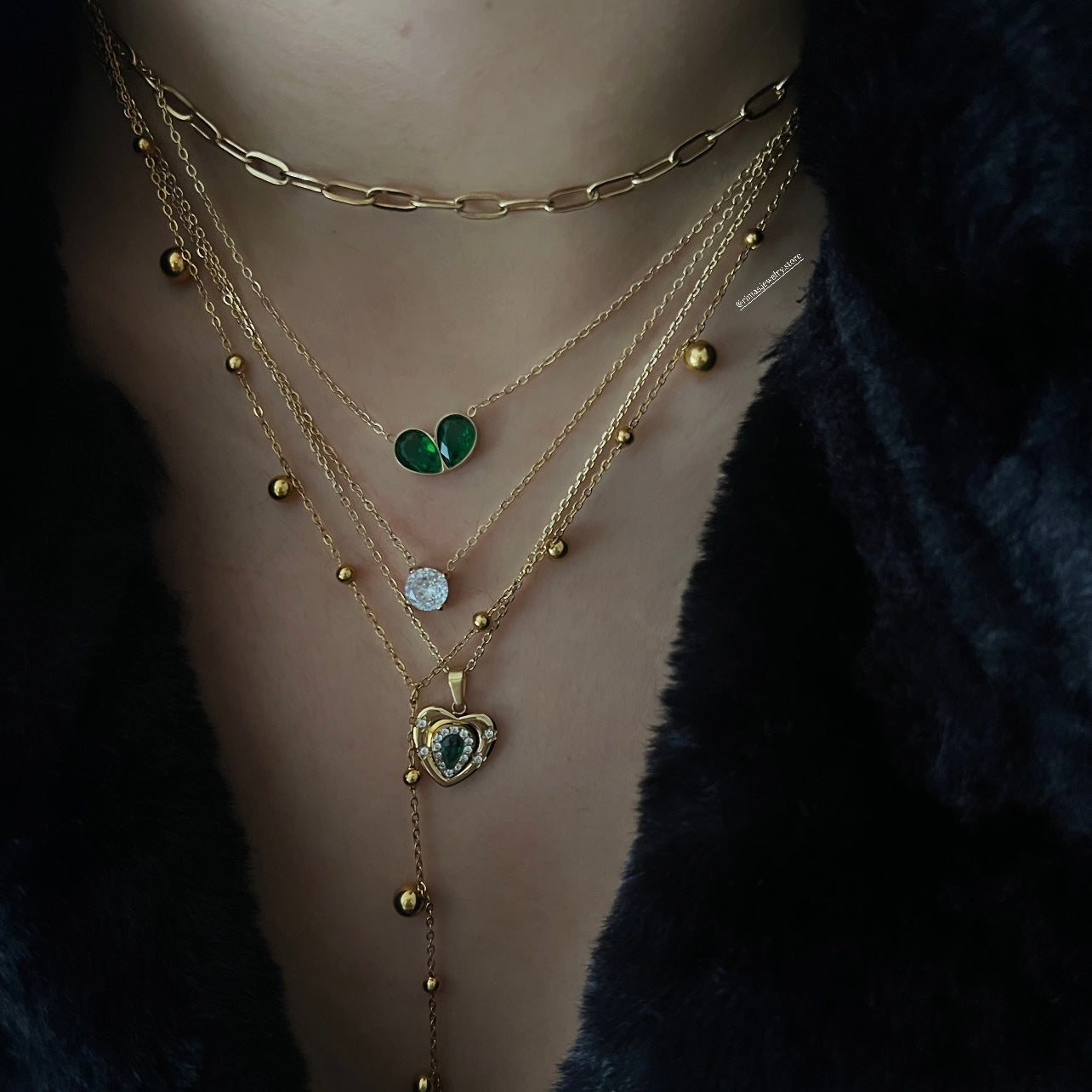 Collier Coeur Émeraude