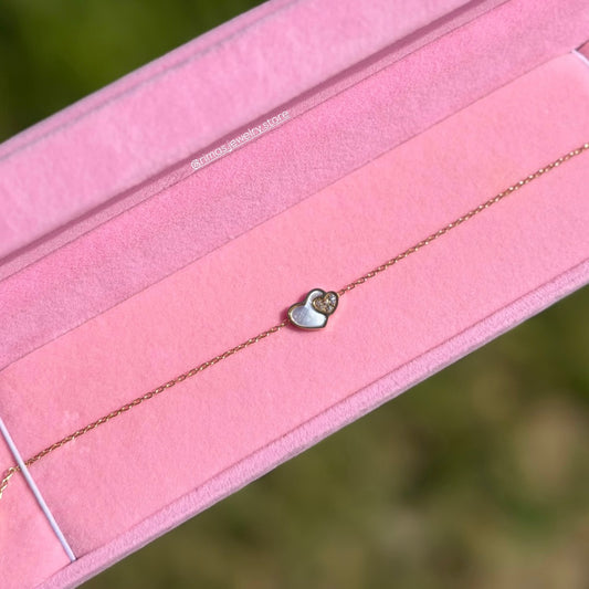 Gourmette Double Hearts en acier inoxydable – bracelet femme élégant