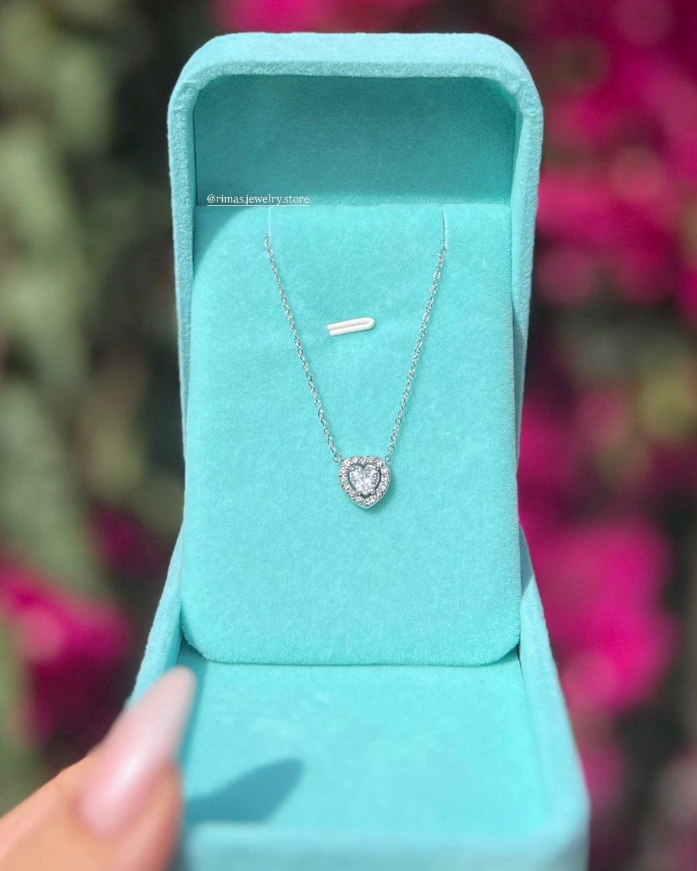 collier coeur brillant argente